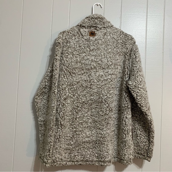NWOT Men’s Beige Home Free Texas Logo Heavy Fleece Sherpa Zip Pullover Jacket - Picture 5 of 7